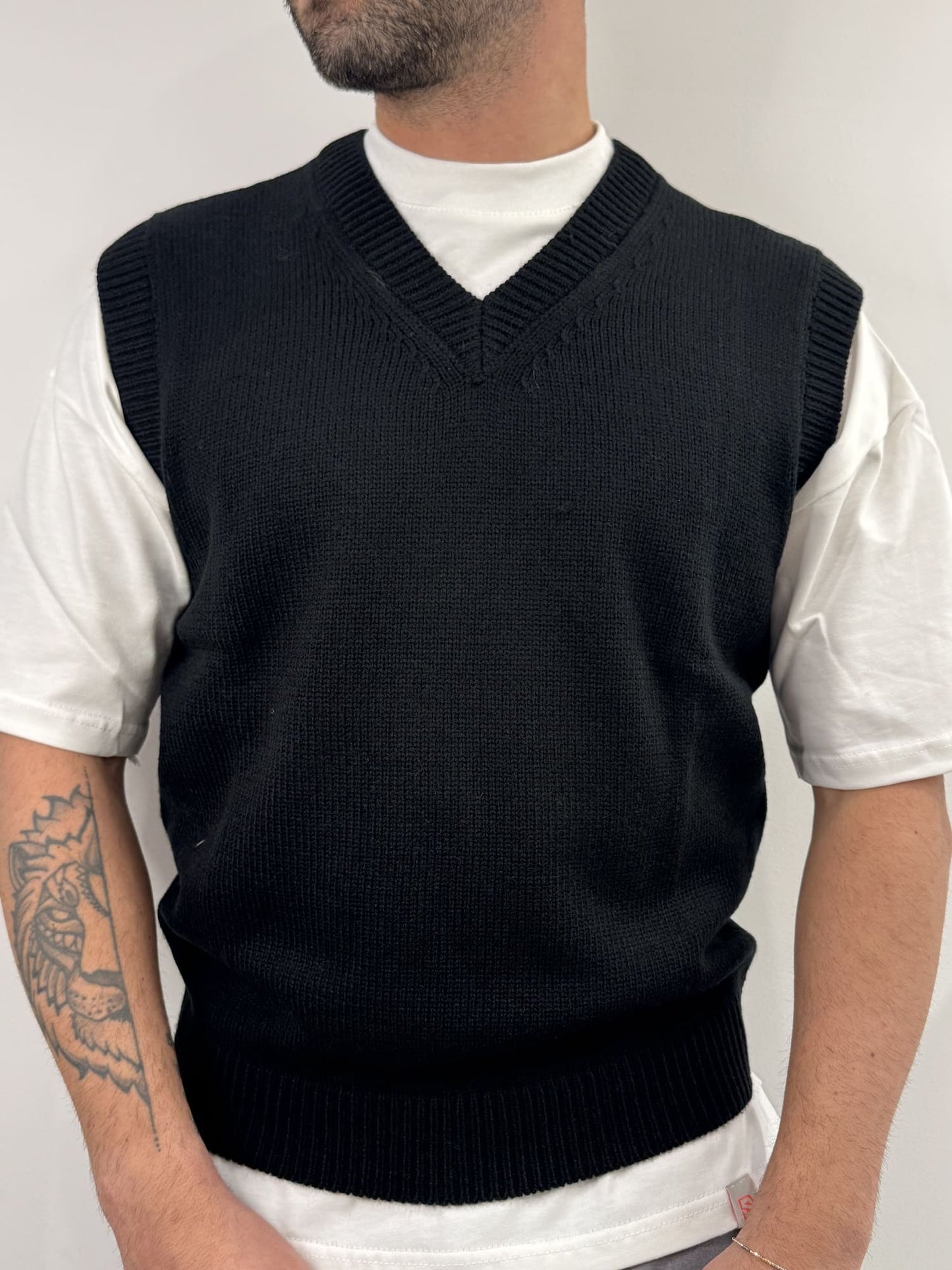 Gilet Gianni Lupo in misto lana nero