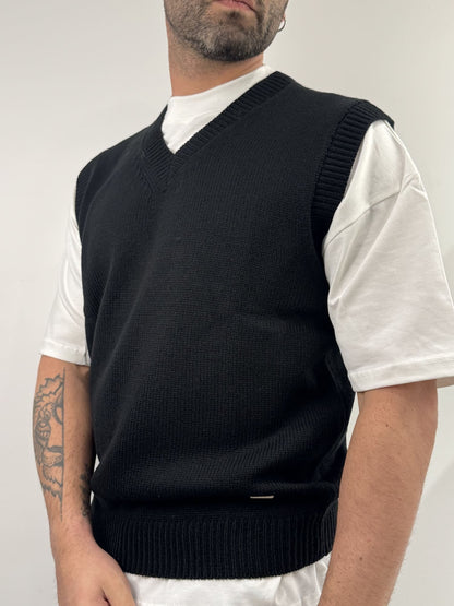 Gilet Gianni Lupo in misto lana nero