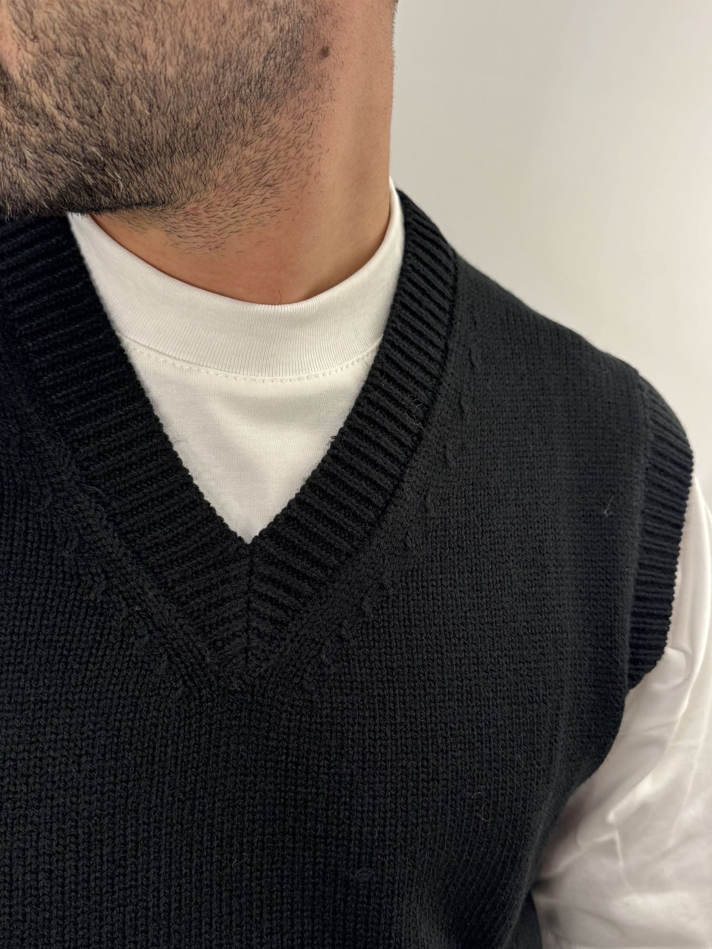 Gilet Gianni Lupo in misto lana nero