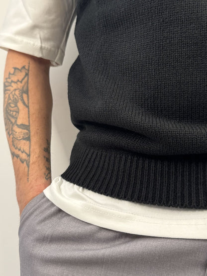 Gilet Gianni Lupo in misto lana nero