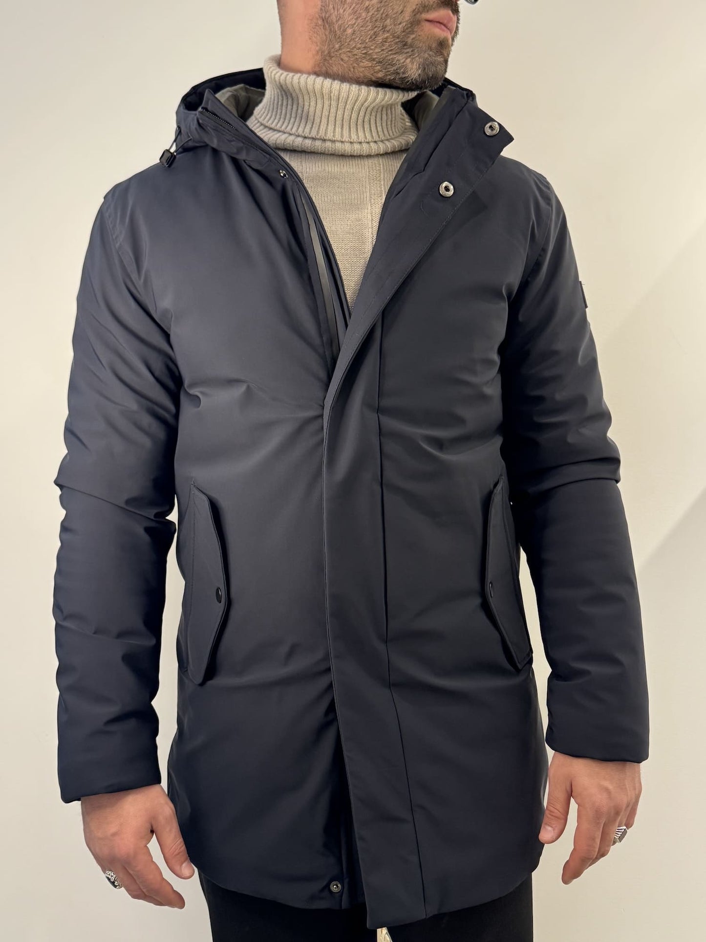 Giubbotto lungo Gianni Lupo Blu Navy