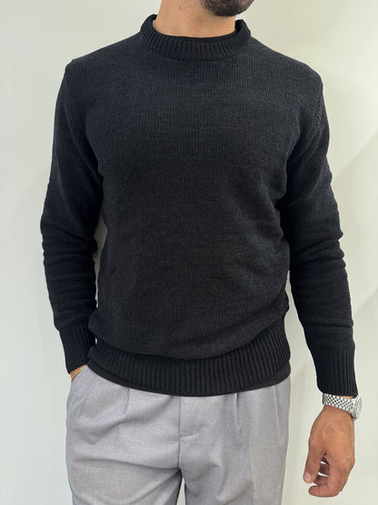 Maglione girocollo in ciniglia black