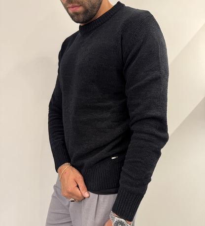 Maglione girocollo in ciniglia black