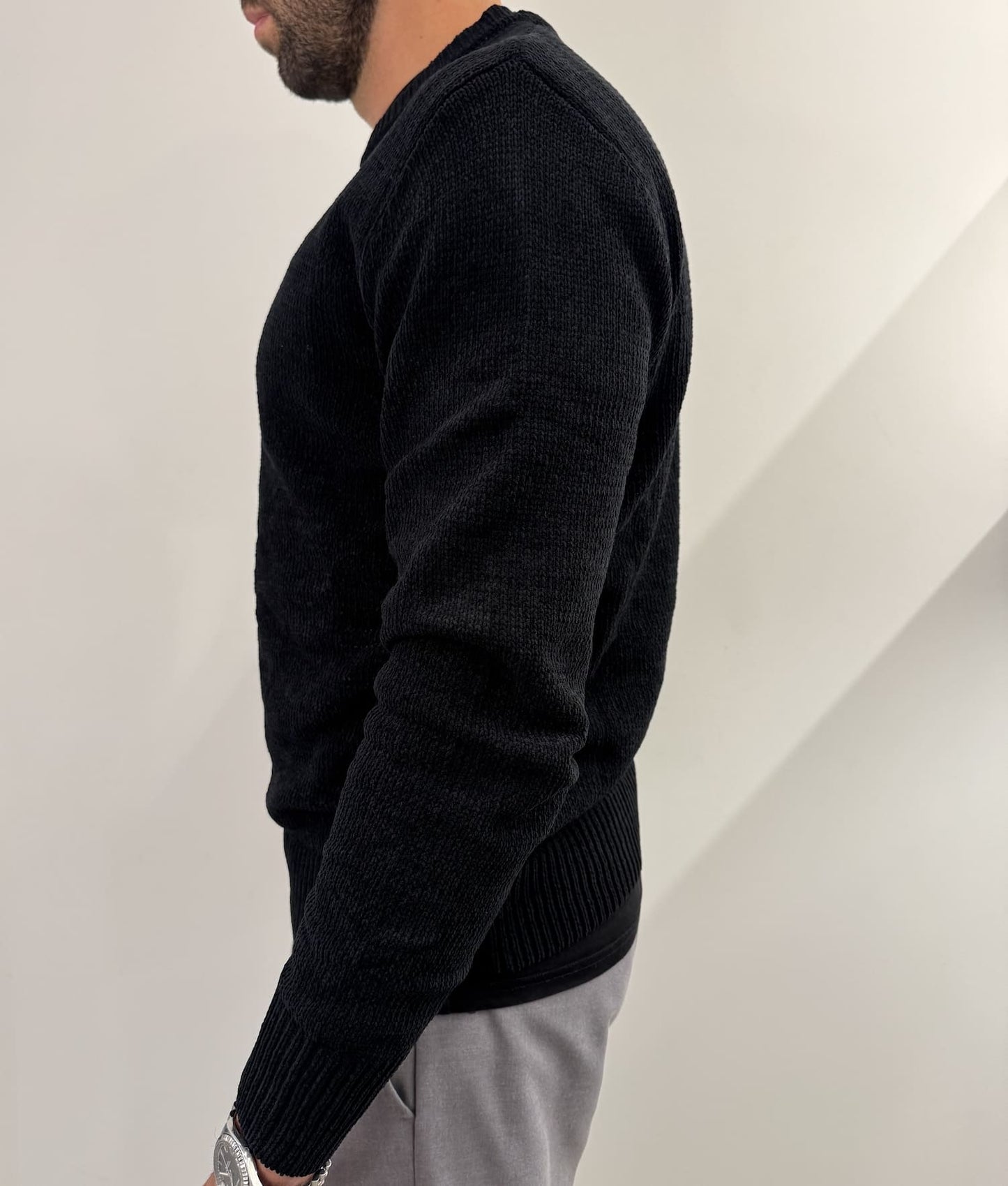 Maglione girocollo in ciniglia black