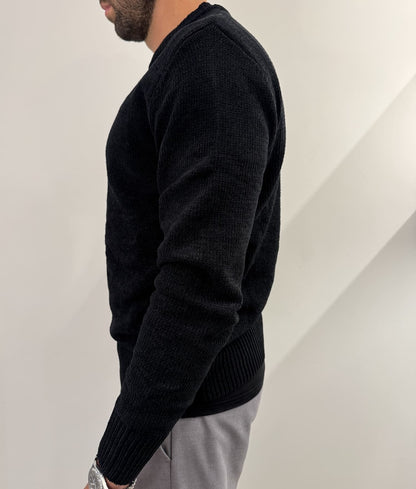 Maglione girocollo in ciniglia black