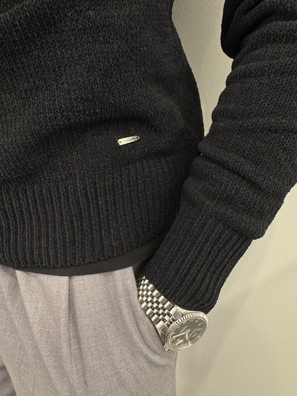 Maglione girocollo in ciniglia black