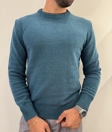 Maglione girocollo in ciniglia Pavone