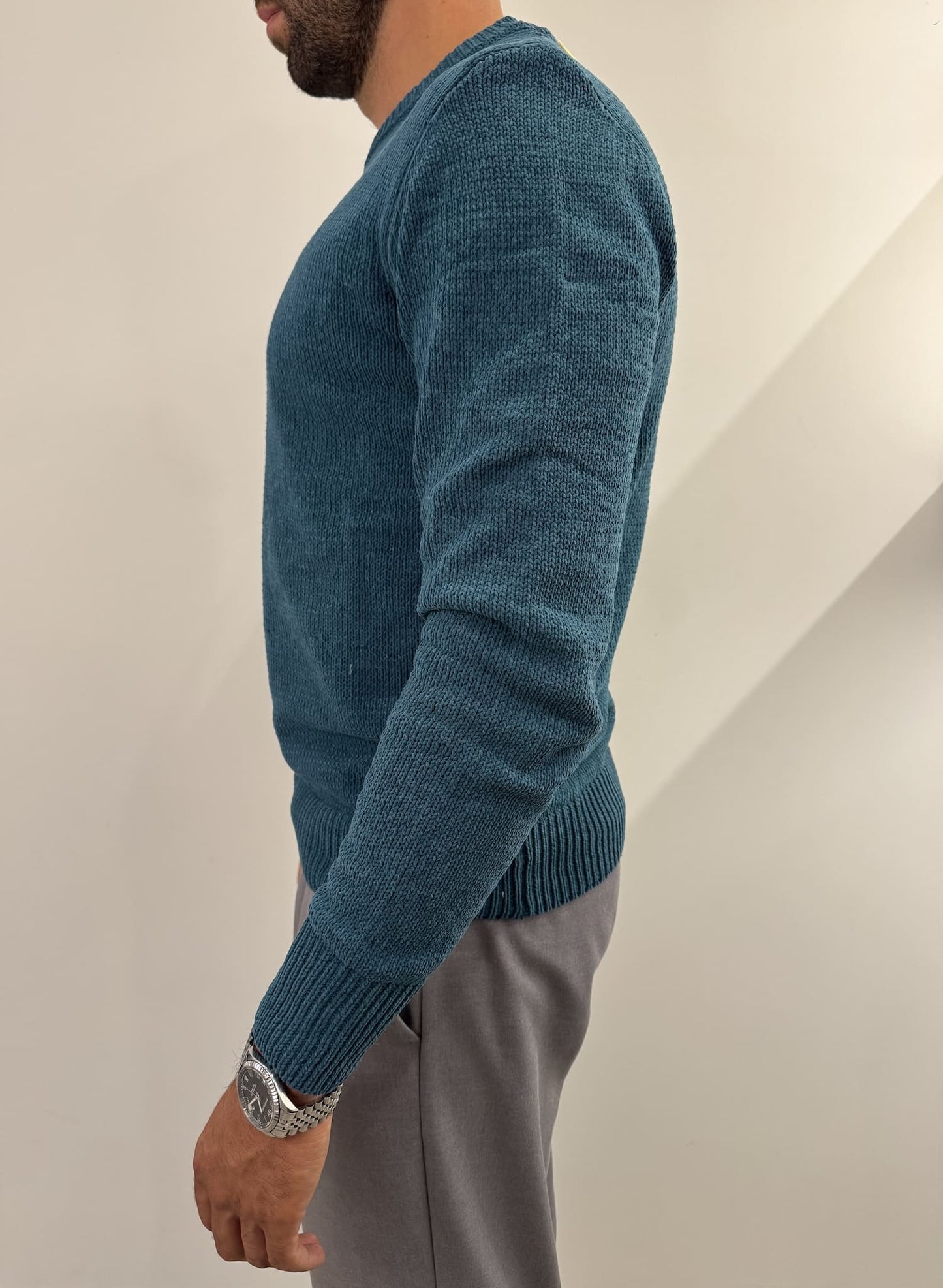 Maglione girocollo in ciniglia Pavone