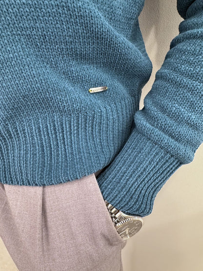 Maglione girocollo in ciniglia Pavone