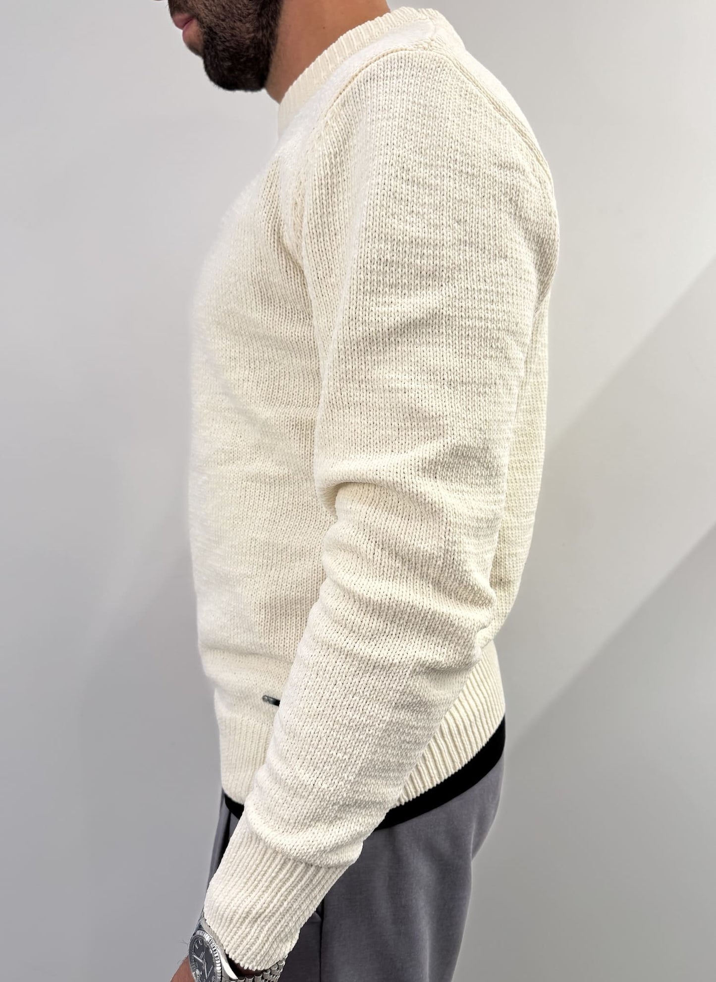 Maglione girocollo in ciniglia white