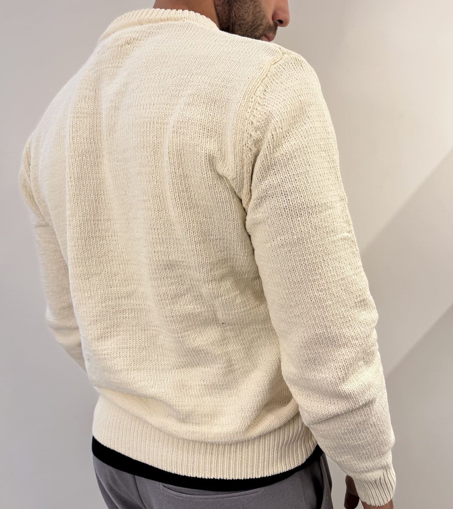 Maglione girocollo in ciniglia white