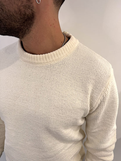 Maglione girocollo in ciniglia white