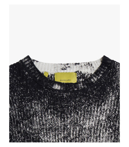 Maglione girocollo in cotone con effetto delave