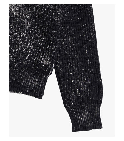 Maglione girocollo in cotone con effetto delave