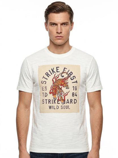 T-shirt in cotone con stampa bianca