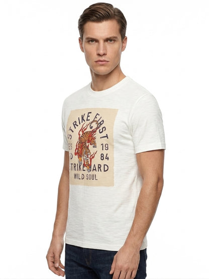 T-shirt in cotone con stampa bianca