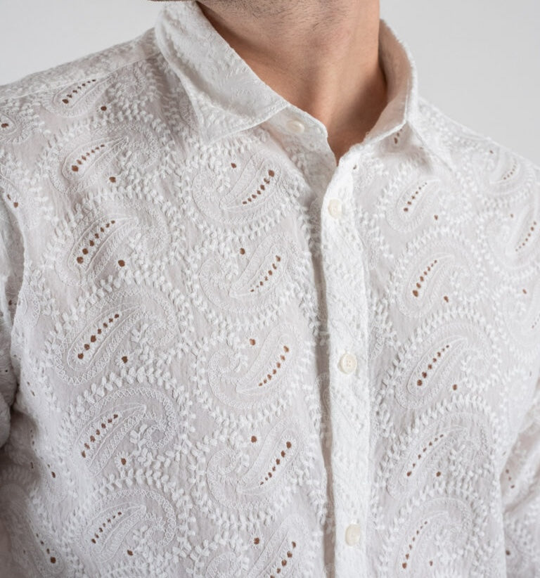 Camicia in cotone sangallo Gianni Lupo con collo