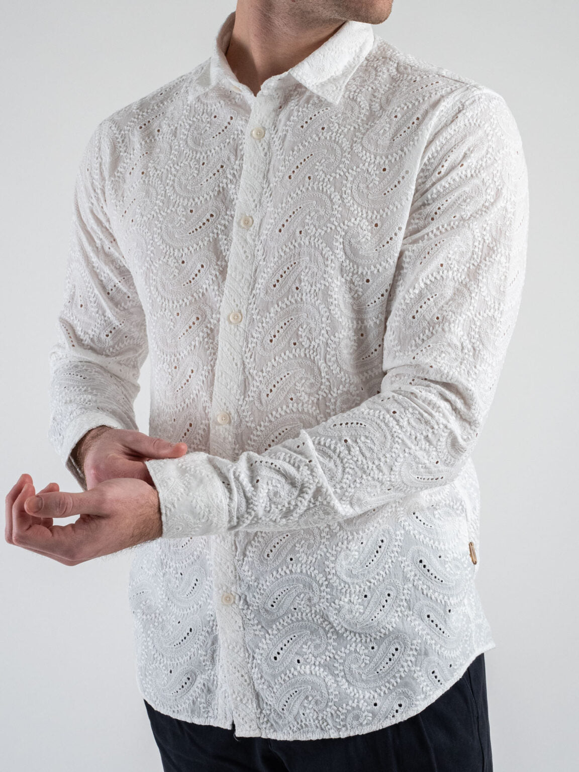 Camicia in cotone sangallo Gianni Lupo con collo