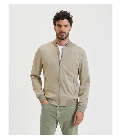 Giubbotto bomber effetto camoscio