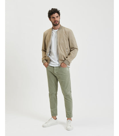 Giubbotto bomber effetto camoscio