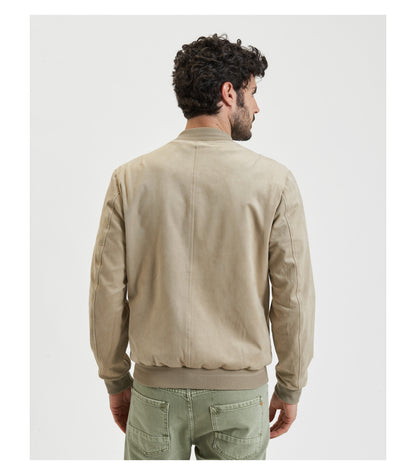 Giubbotto bomber effetto camoscio