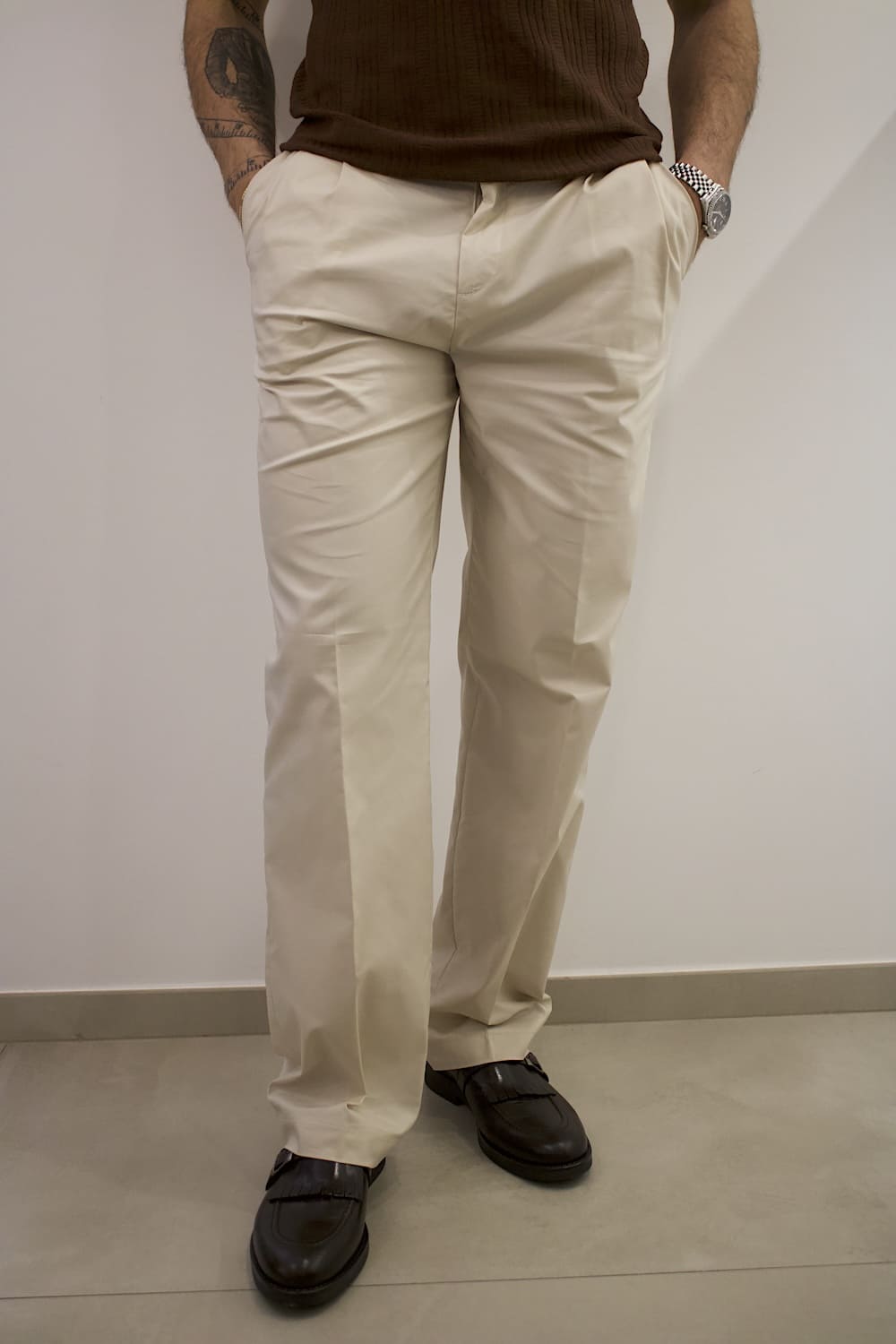 Pantaloni wide leg con doppia pinces