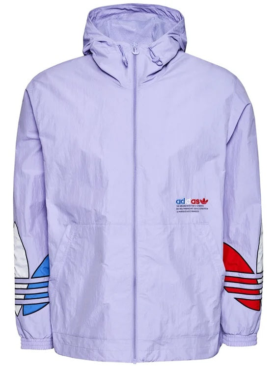 Giacca a vento con cappuccio e stampa del logo triangolare adidas