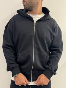 Felpa basic con zip e cappuccio