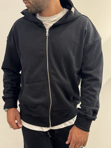 Felpa basic con zip e cappuccio