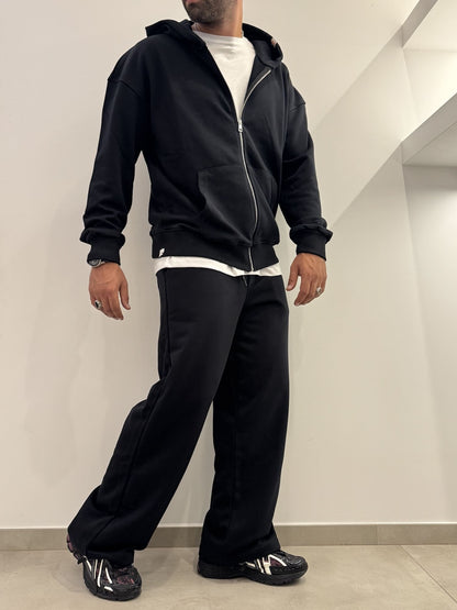 Felpa basic con zip e cappuccio
