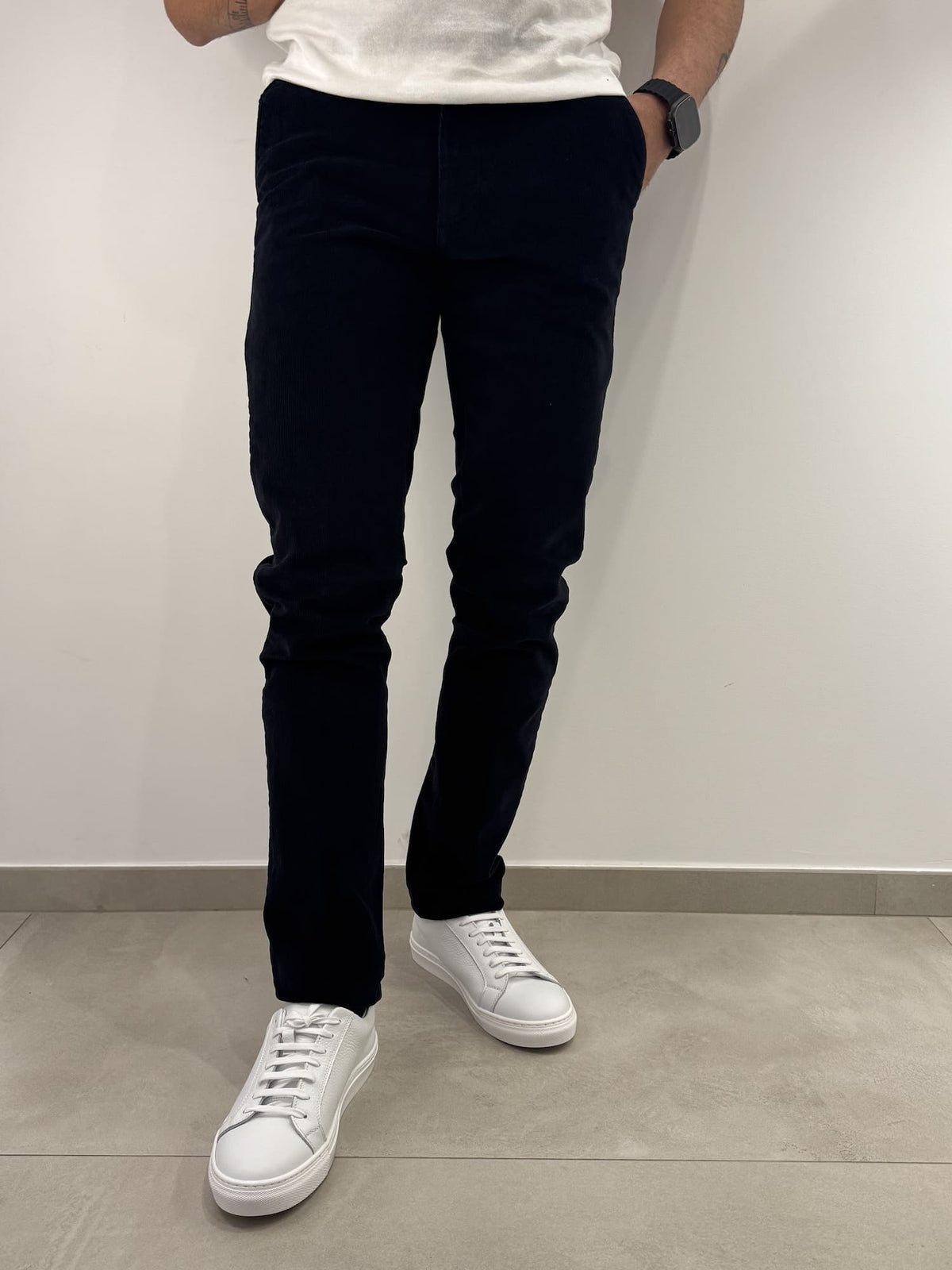 Pantalone Sea Barrier in velluto con fantasia a righi Nero