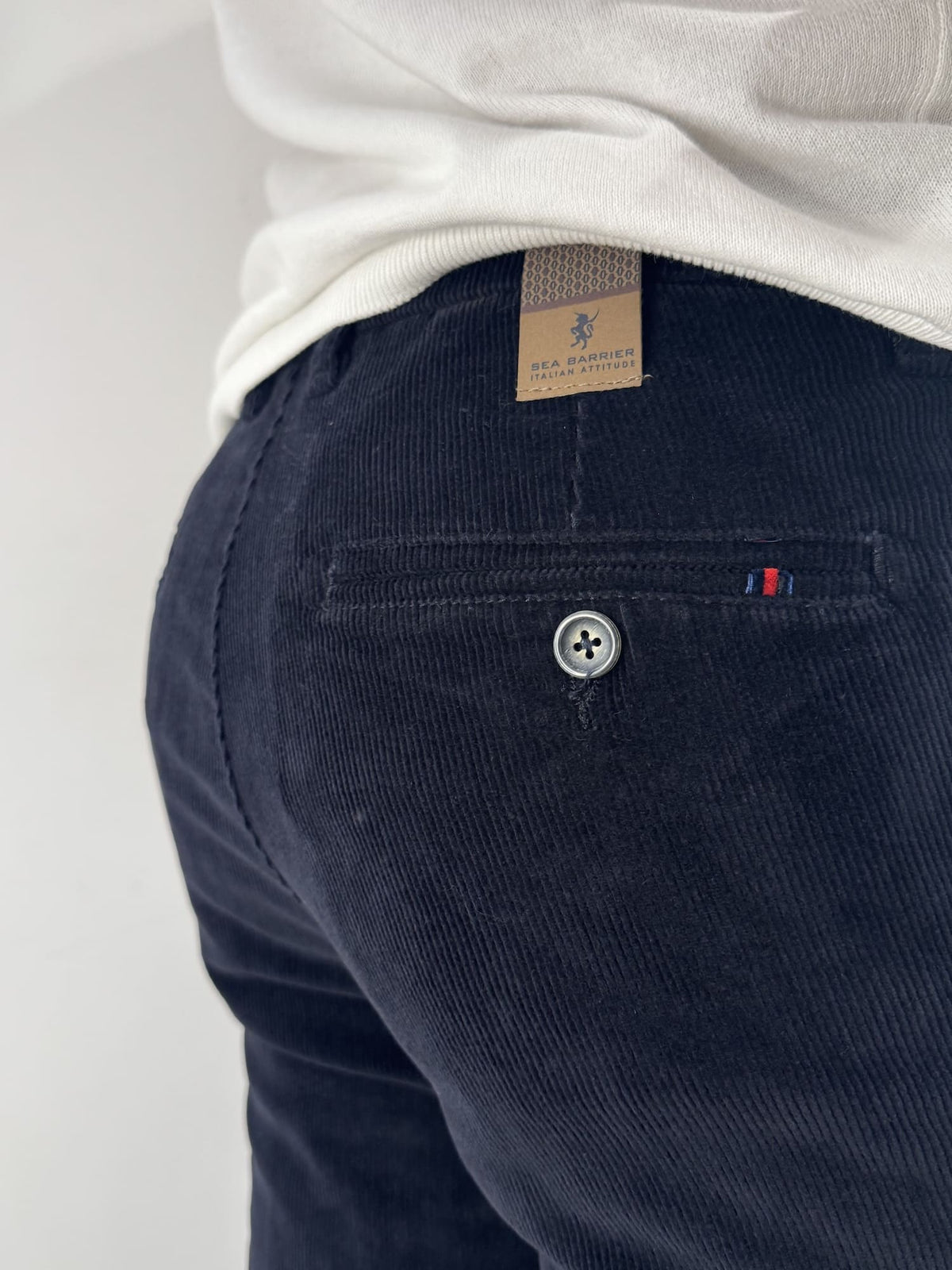 Pantalone Sea Barrier in velluto con fantasia a righi Nero
