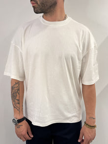 T-shirt basic elasticizzata a coste