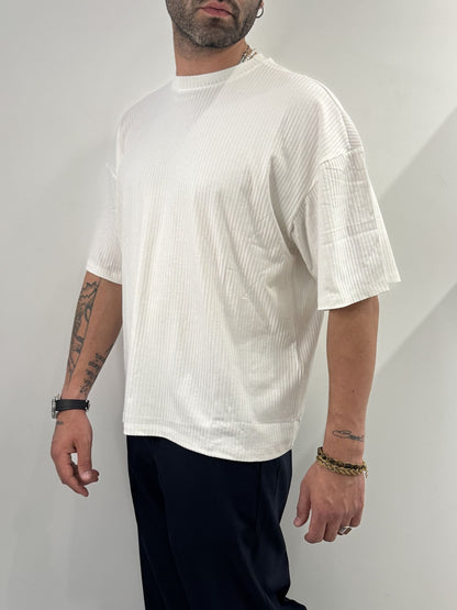 T-shirt basic elasticizzata a coste