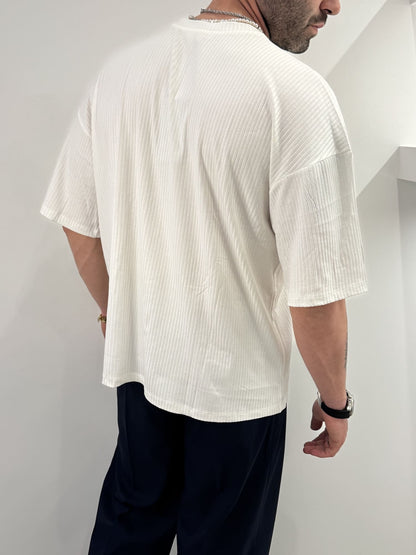 T-shirt basic elasticizzata a coste