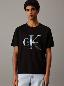 T-shirt con stampa fotografica e monogramma
