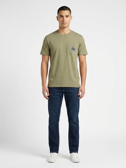 T-shirt in cotone con taschino e stampe