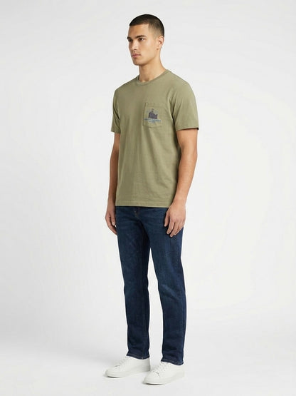 T-shirt in cotone con taschino e stampe