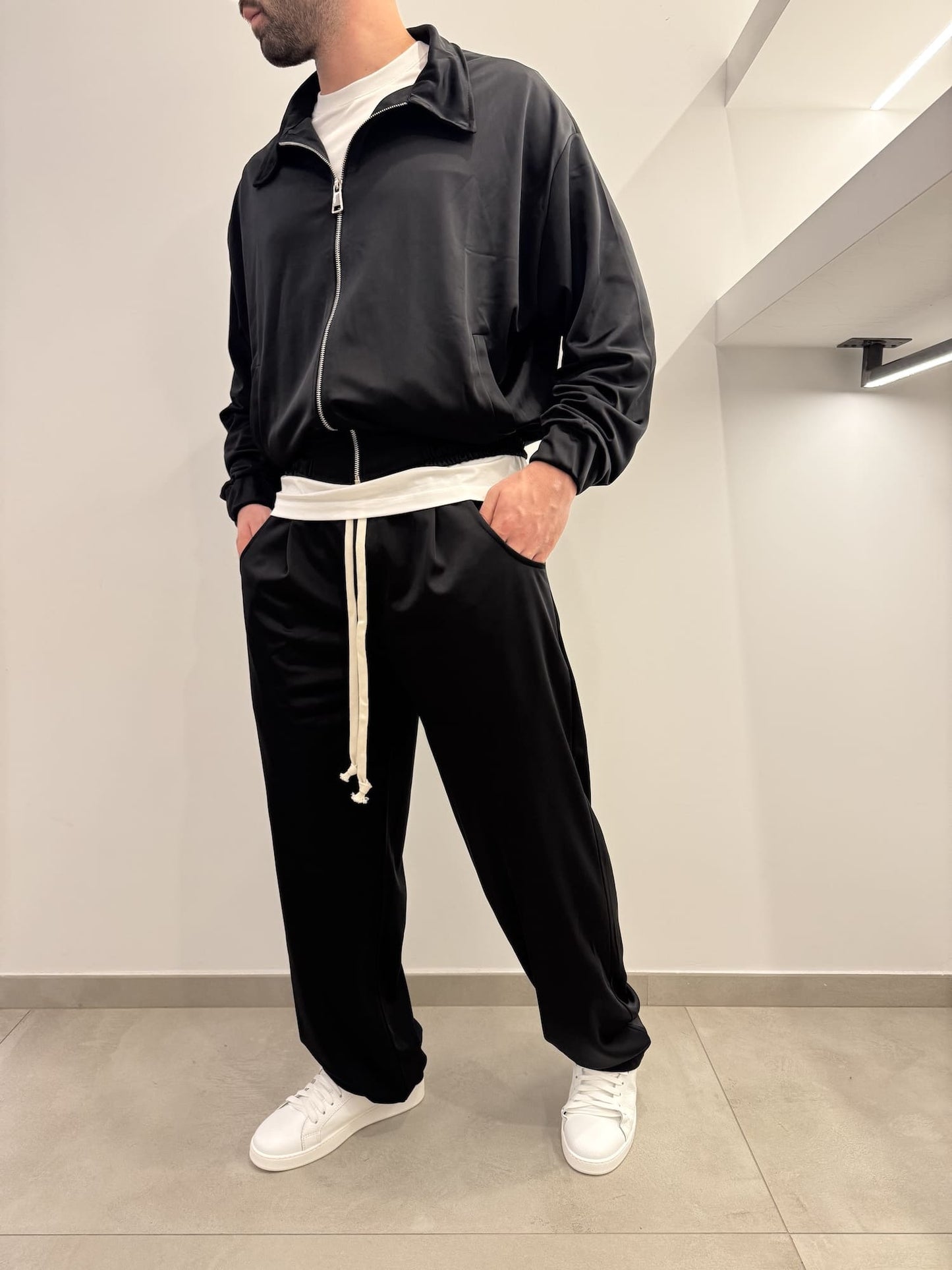 Coordinato acetato con zip