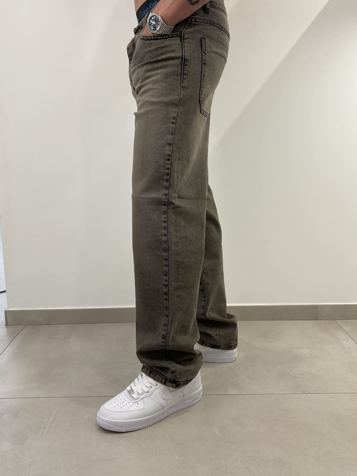 Jeans scuro sabbiato baggy