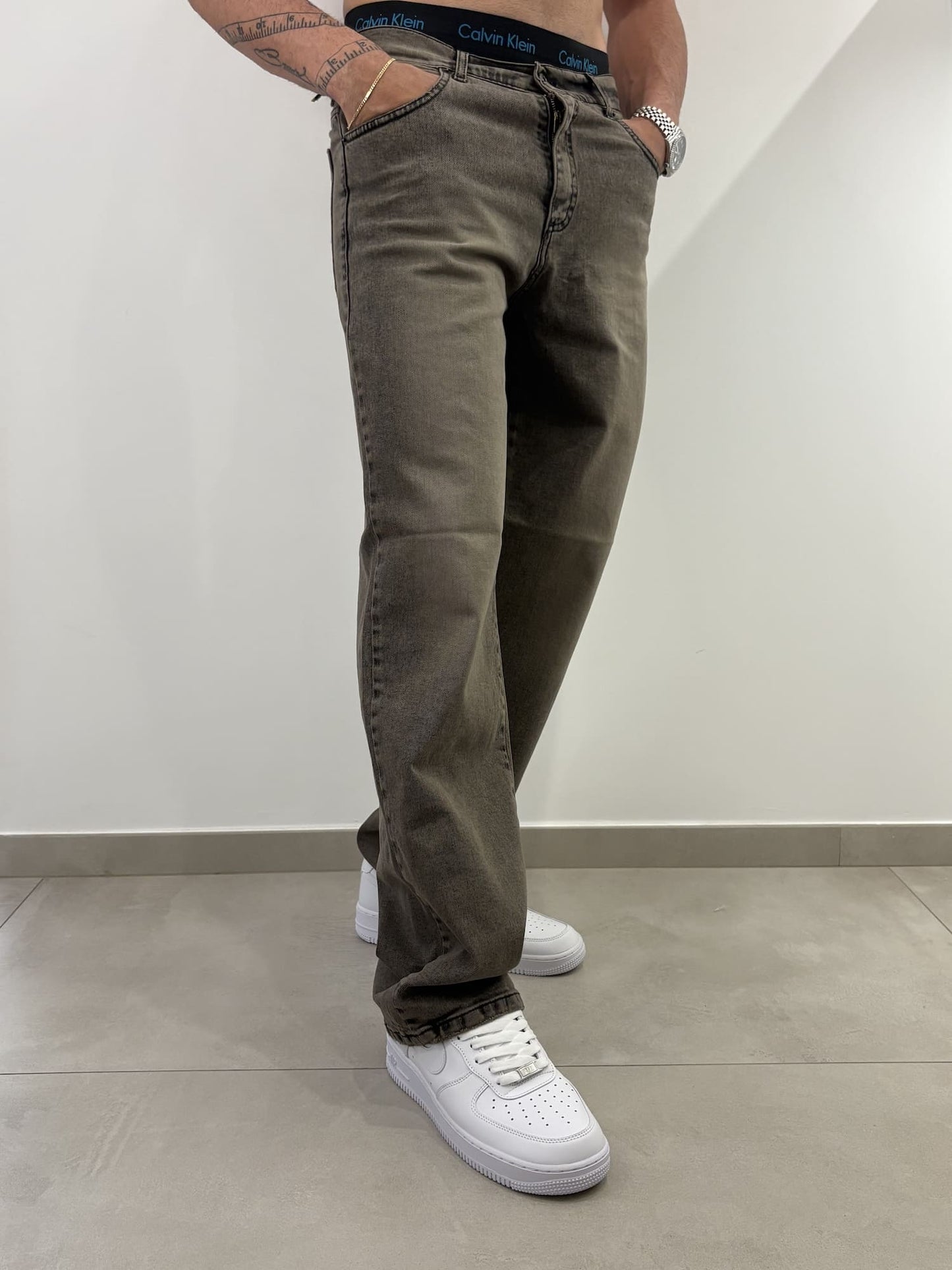 Jeans scuro sabbiato baggy