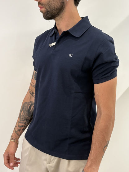 Polo classica in piqué in misto cotone Calvin Klein Dark Sapphire