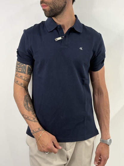 Polo classica in piqué in misto cotone Calvin Klein Dark Sapphire