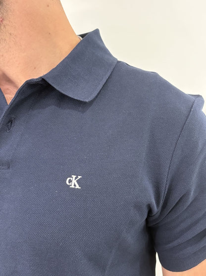 Polo classica in piqué in misto cotone Calvin Klein Dark Sapphire