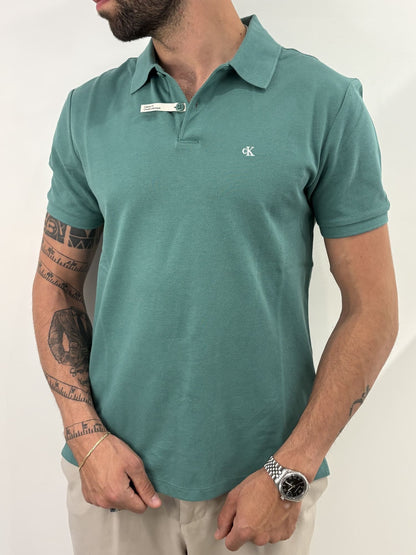 Polo classica in piqué in misto cotone Calvin Klein green