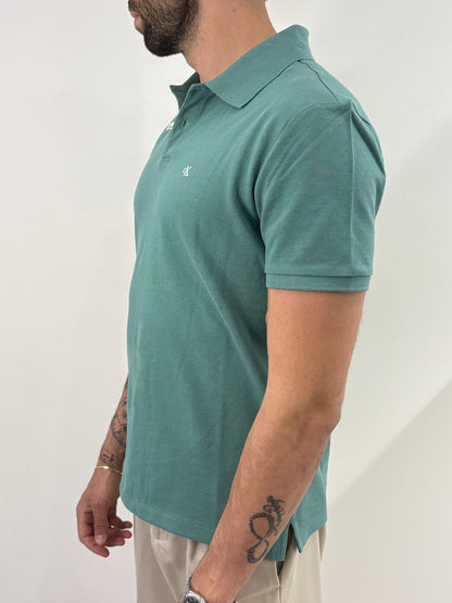 Polo classica in piqué in misto cotone Calvin Klein green