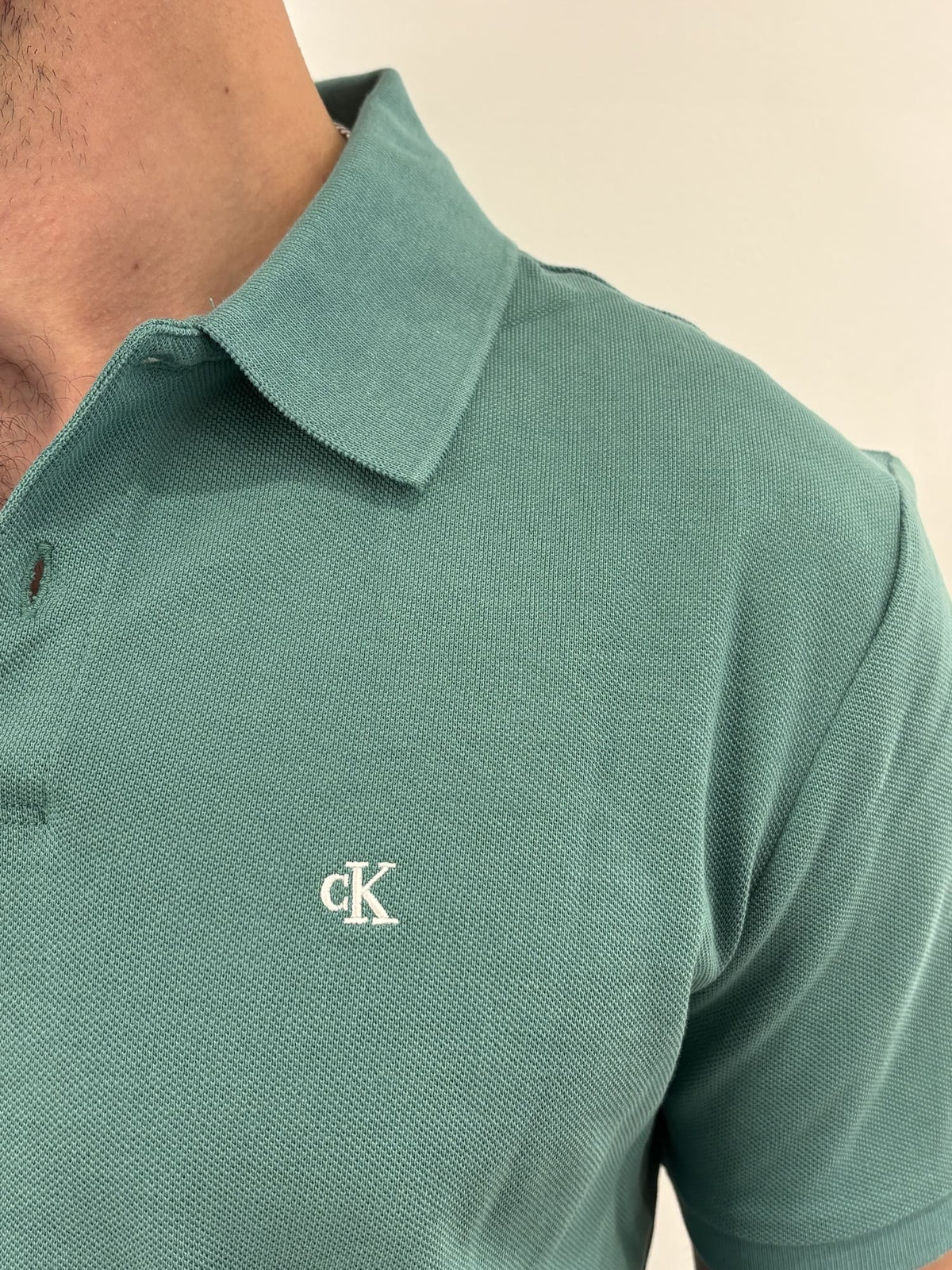 Polo classica in piqué in misto cotone Calvin Klein green