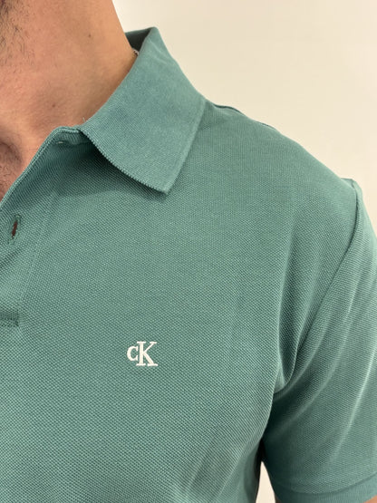 Polo classica in piqué in misto cotone Calvin Klein green
