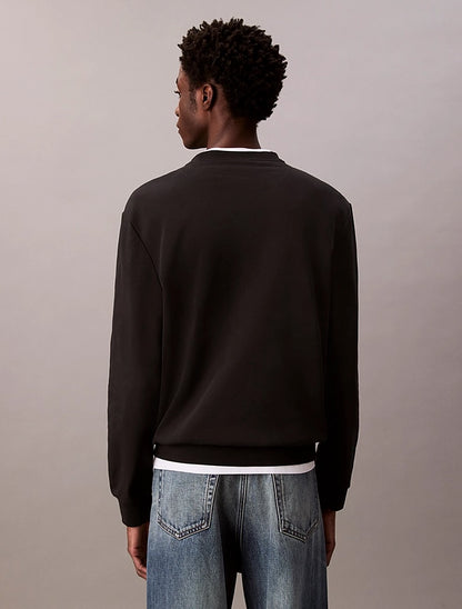 Felpa in spugna di cotone con badge Calvin Klein