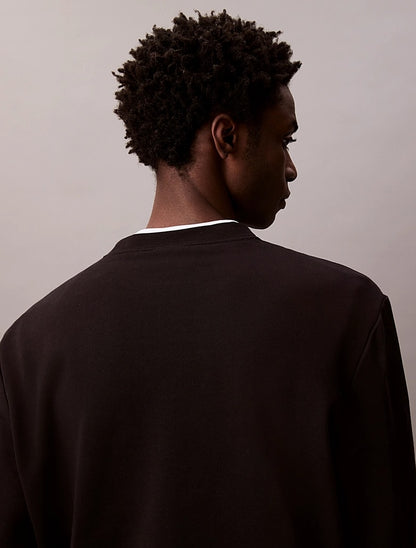 Felpa in spugna di cotone con badge Calvin Klein